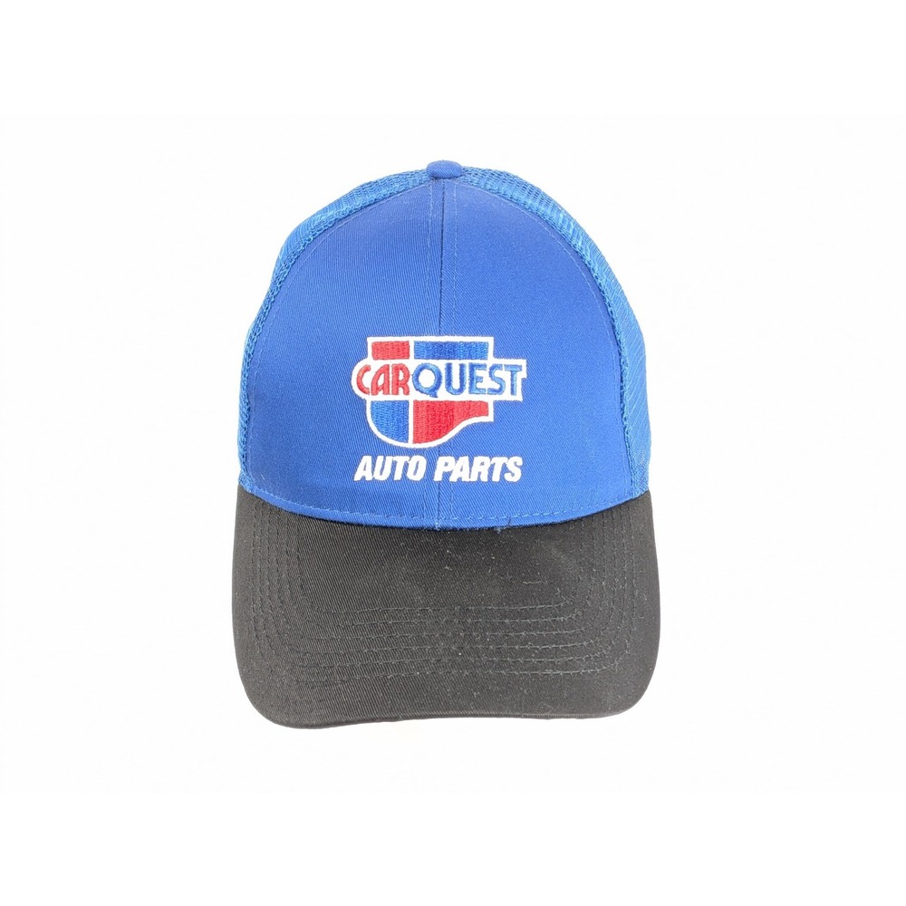 Vintage Carquest Auto Parts Trucker Hat K-Products Blue Black Mesh Back Cap NOS